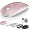 Picture of Bluetooth Wireless Mouse for MacBook Air Mac Pro Laptop PC Pad Optical Rechargeable Silent Mouse with Jiggler Mode Dual Mode Switch Mouse Bluetooth 5.2/3.0 and 2.4G USB-A & USB-C Receiver Rose Gold