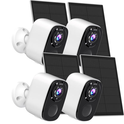 Picture of 5MP Security Cameras Wireless Outdoor with Solar Panel,AI Detection, QHD 2K（2560X1920P）Color Night Vision Security Camera with 2 Way Audio, Compatible with Alexa, Spotlight & Siren, IP66 -4PACK