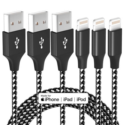Picture of 3 Pack 10 FT iPhone Charger Fast Charging Cord MFi Certified Lightning Cable Nylon Braided iPhone Charger Cord Compatible with iPhone 14 13 12 11 Pro Max XR XS X 8 7 6 Plus SE and More