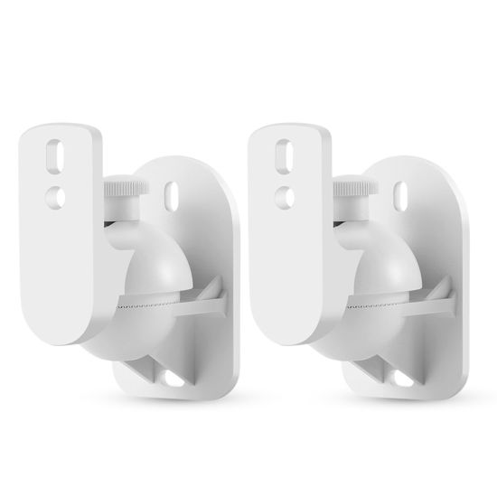 Picture of TNP Universal Satellite Speaker Wall Mount Bracket Ceiling Mount Clamp with Adjustable Swivel and Tilt Angle Rotation for Home Theater Surround Sound System Satellite Speakers - 2 Pack, White