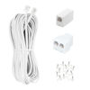 Picture of Long Telephone Extension Cord 100FT, White, Phone Cable Line Wire with Standard RJ11 Plug, 1 Phone Line Splitter, 1 in-line Coupler and 65 Cable Clip Holders for Telephone Calling Communication