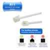 Picture of Long Telephone Extension Cord 100FT, White, Phone Cable Line Wire with Standard RJ11 Plug, 1 Phone Line Splitter, 1 in-line Coupler and 65 Cable Clip Holders for Telephone Calling Communication