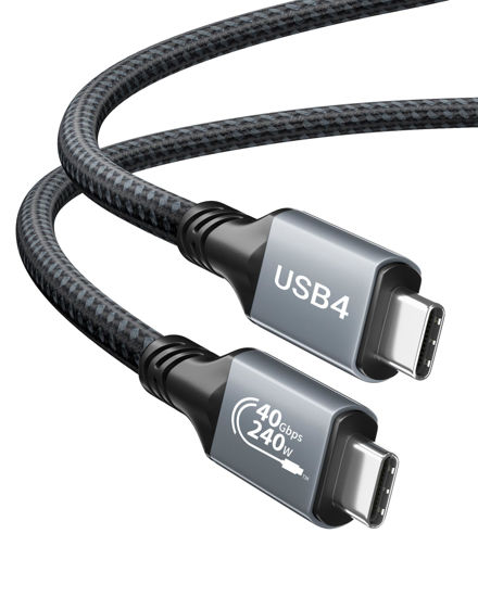 Picture of AGFINEST USB4 Cable for Thunderbolt 4 Cable 6.6FT with 240W Fast Charging 40Gbps Data Transfer 8K@60Hz Video Display USB-C to USB C Cord for MacBook Pro, iPad, iPhone 15, Dock, Hub, SSD