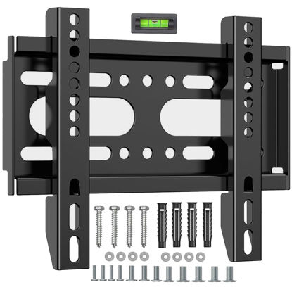 Picture of GLWIXY Fixed TV Wall Mount Bracket for Most 14 17 19 21 24 27 32 37 39 42 inch Flat TVs & Monitor, Small Ultra Slim TV Mount Max VESA 200x200mm and 55lbs Loading Capacity, Computer Monitor Wall Mount