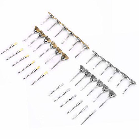 Picture of DEVMO 36Pcs Stainless Brass Steel Wire Brush Polishing Wheels Full kit for Metal Polishing Derusting Dremel Rotary Tools