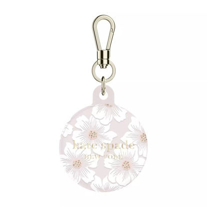 Picture of kate spade new york AirTag Holder with Gold Ring Clip - Protective Case for Apple AirTag - Hollyhock Cream