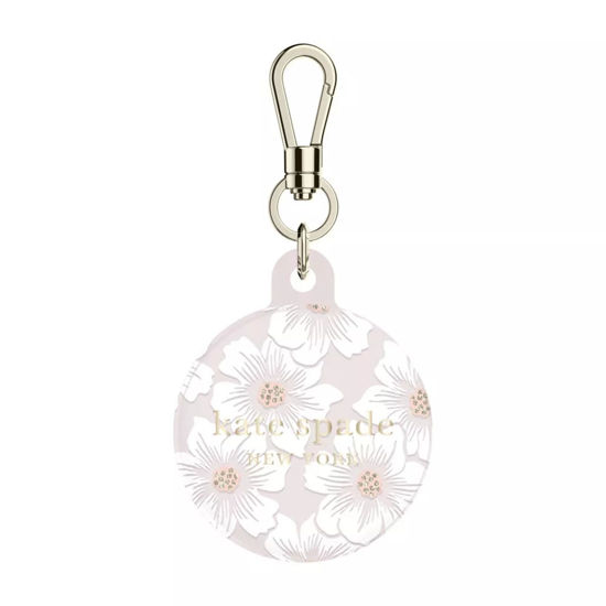 Picture of kate spade new york AirTag Holder with Gold Ring Clip - Protective Case for Apple AirTag - Hollyhock Cream