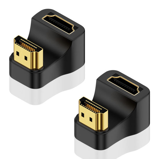 Picture of Poyiccot 8K HDMI 180 Degree Adapter, U Shaped HDMI Adapter, Down Angle HDMI 2.1 Male to Female Adapter 48Gbps HDMI Extender Adapter with LED Indicator for HDTV, PS5, Laptop, 2pack