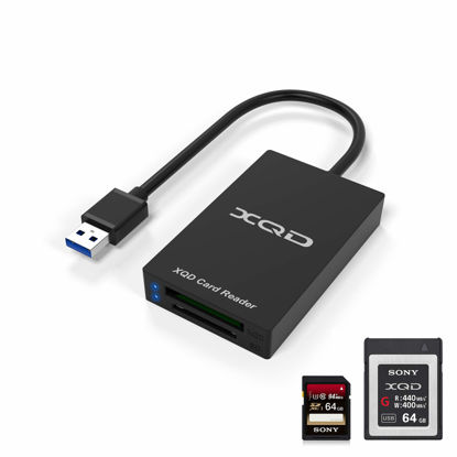 Picture of XQD Card Reader, USB 3.0 XQD/SD Card Reader Dual Slot Memory Card Reader 5Gpbs Super Speed Support Sony G/M Series, Lexar 2933x/1400x USB Mark XQD Card,SD Card for Windows/Mac OS