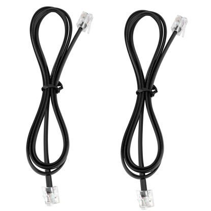 Picture of LanSenSu RJ12 Cable Phone Cord RJ12 6P6C Male to Male Straight Wired for Both Data and Voice Use - 2Pack (Black, 3.3FT)