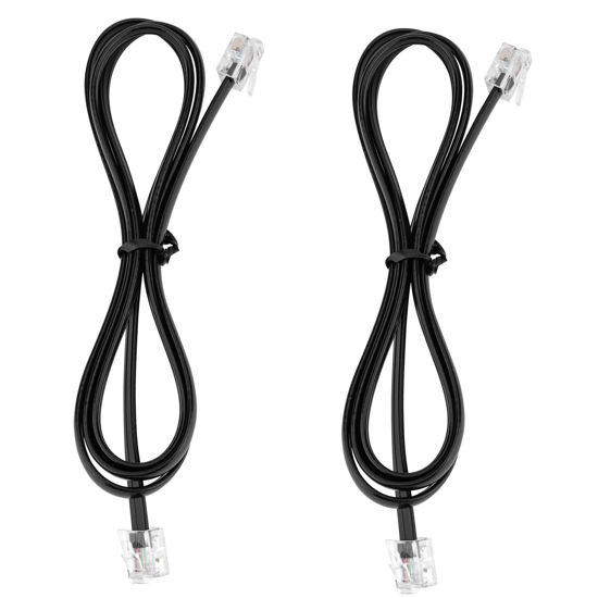Picture of LanSenSu RJ12 Cable Phone Cord RJ12 6P6C Male to Male Straight Wired for Both Data and Voice Use - 2Pack (Black, 3.3FT)
