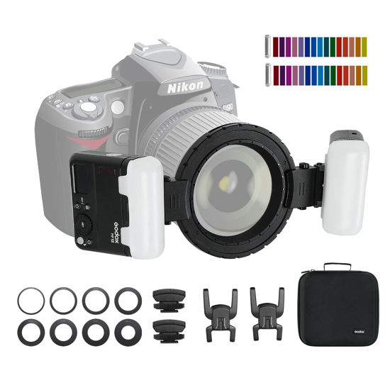 Picture of Godox MF12 MF12-K2 Macro Flash, Twin Macro Flash Lite, 12w 2.4G Wireless Control Off Camera Flash, TTL/Manual Mode, 3.7V/6.29W Lithium Battery, Compatible for Canon Nikon Sony Olympus Fuji Panasonic