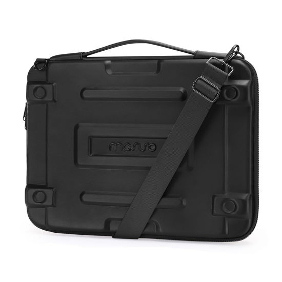 Picture of MOSISO Hard Shell Laptop Case Sleeve, 15.6 inch Computer Bag Compatible with MacBook, HP, Dell, Lenovo, Asus, Notebook, 16 inch Abstract Geometric Waterproof Carrying Case Bag with Strap, Black