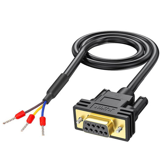 Picture of JUXINICE DB9 Female RS232-235 Pin Serial Extension Cable,D-SUB 9-Pin Connector with Bare Wire End Cable,3 Wire with Wiring Terminals (DB9 Female -235PIN 5FT)