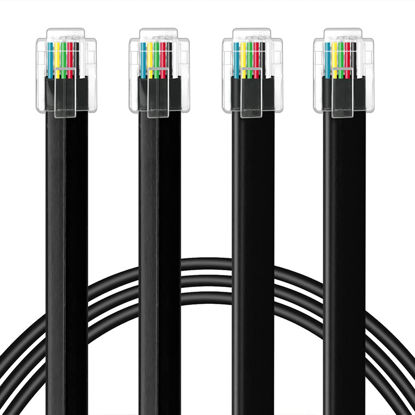 Picture of NECABLES 2Pack RJ12 Cable 2ft Phone Cord RJ12 6P6C Male to Male Straight Wired for Both Data and Voice Use Black - 2 Feet