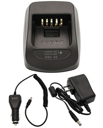 Picture of KSC-32 Rapid Charger DC 12V/24V Car Charger Compatible with Kenwood TH-D72A TK-2180 TK-3180 TK-5210 TK-5310 NX-5200 NX-5300 NX-5400 NX200 NX300 NX-410 NX-411 KNB-31 KNB-32 KNB-47 Battery Charging