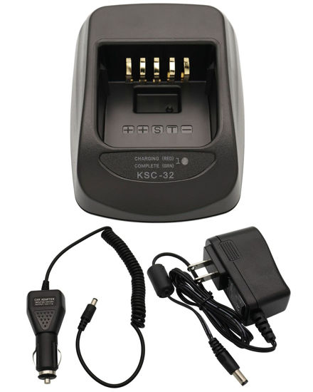 Picture of KSC-32 Rapid Charger DC 12V/24V Car Charger Compatible with Kenwood TH-D72A TK-2180 TK-3180 TK-5210 TK-5310 NX-5200 NX-5300 NX-5400 NX200 NX300 NX-410 NX-411 KNB-31 KNB-32 KNB-47 Battery Charging