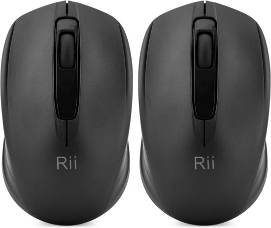 Picture of Rii Wireless Mouse,2.4G Portable Computer Mice for PC, Laptop, Windows,Office Included Wireless USB dongle (2-Pack(Black))