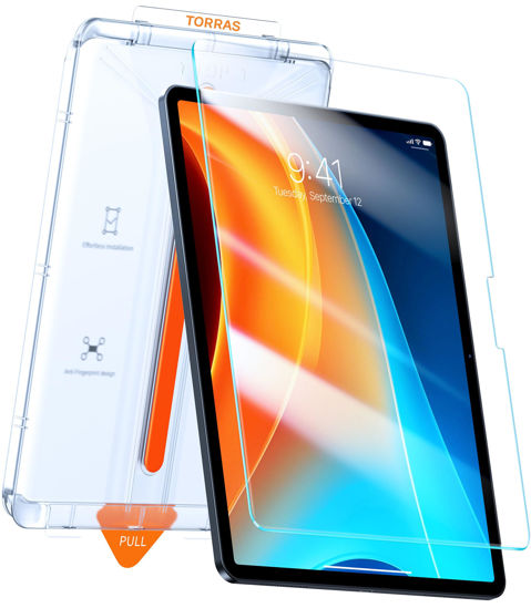Picture of TORRAS for iPad Air 11 Inch Screen Protector M2 2024, Military Grade Shatterproof [TOP 9H+ Tempered Glass＆ One-Pull Installation] Anti-Scratch, Bubble Free, Apple Pencil Compatible, HD Clarity