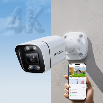 Picture of FOSCAM 4K IP PoE Security Camera Outdoor, V8EP 8MP Home Security Surveillance Camera with AI Human Vehicle Detection,66ft Color Night Vision, Siren Alert,2-Way Talk,110° Wide FOV,IP66