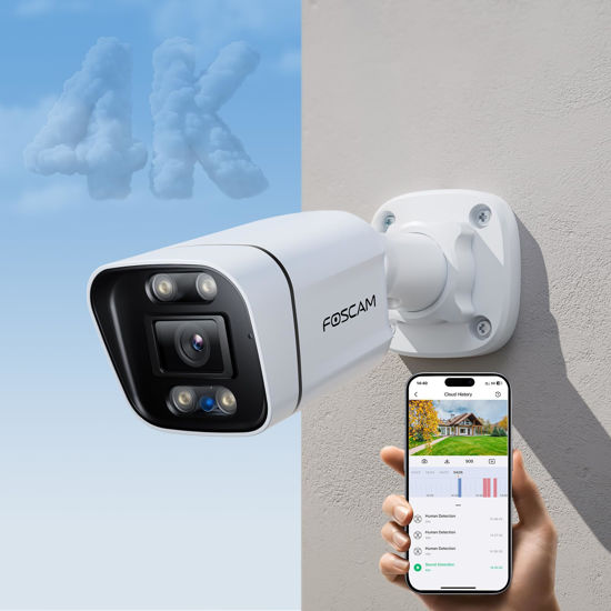 Picture of FOSCAM 4K IP PoE Security Camera Outdoor, V8EP 8MP Home Security Surveillance Camera with AI Human Vehicle Detection,66ft Color Night Vision, Siren Alert,2-Way Talk,110° Wide FOV,IP66