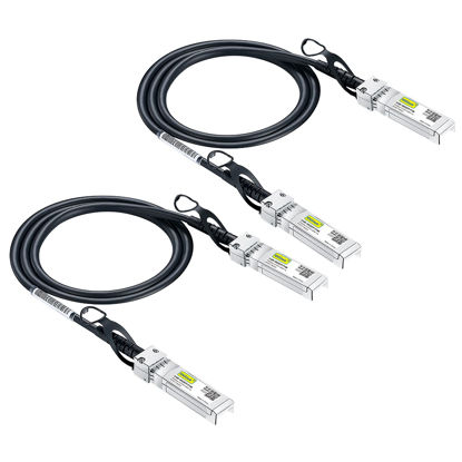 Picture of 10Gtek SFP+ DAC Twinax Cable, 10G SFP+ to SFP+ Direct Attach Copper Patch Passive Cable for Cisco SFP-H10GB-CU0.5M, Ubiquiti UniFi UC-DAC-SFP+, TP-Link TL-SM5220-0.5M and More, 0.5-Meter, 2-Pack