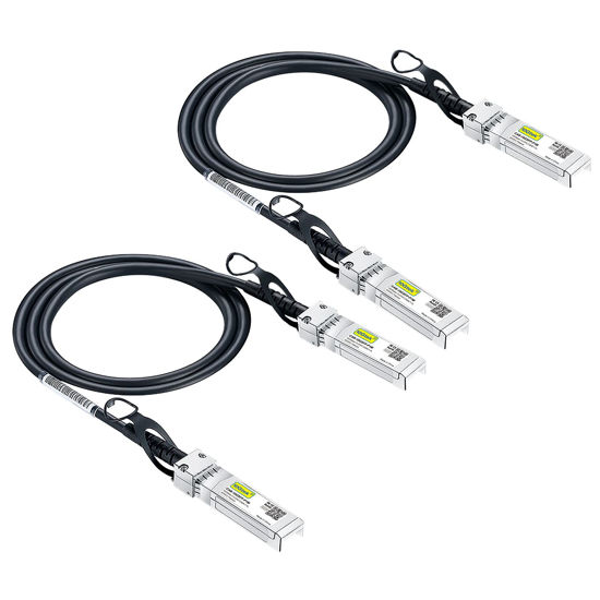 Picture of 10Gtek SFP+ DAC Twinax Cable, 10G SFP+ to SFP+ Direct Attach Copper Patch Passive Cable for Cisco SFP-H10GB-CU0.5M, Ubiquiti UniFi UC-DAC-SFP+, TP-Link TL-SM5220-0.5M and More, 0.5-Meter, 2-Pack