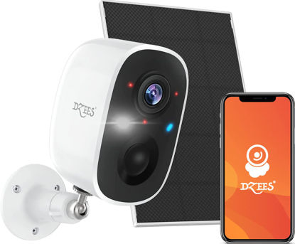 Picture of Dzees Solar Powered Security Cameras Wireless Outdoor WiFi, 2K Color Night Vision Outdoor Camera, Wireless Home Security Cameras System with Solar Panel, Spotlight/Alarm, AI Detection, 2-Way Talk
