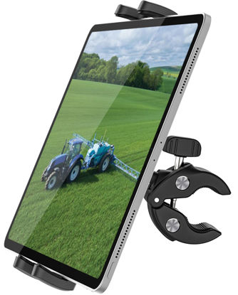 Picture of Dosvsi Tractor Tablet Clamp Mount, Sturdy Tablet Holder for Forklift/Farming Machine/Work Truck, 360° Swivel Tube/Pole Clip for iPad 12.9 Pro Air Mini 5 4, Galaxy Tab, Z Fold, iPhone, 4-13" Devices