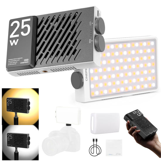 Picture of Zhiyun CINEPEER CM25 Video Light, 25W Camera Light, Bi-Color Portable Mini LED Light for Photo and Video Lighting, Built-in Fans Support, PD Fast Charge,14000 Lux@ 2700K-6200K CRI 96+/TLCI 97+