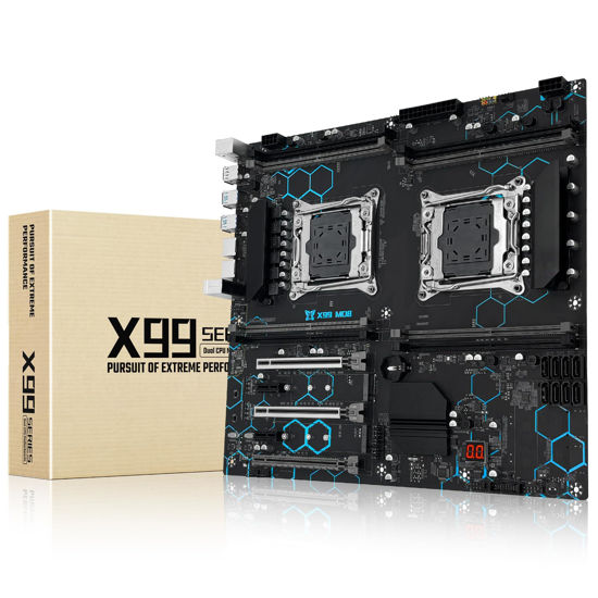 Picture of SHANGZHAOYUAN X99 Dual CPU Motherboard Intel LGA 2011-V3 Motherboard for Xeon E5 V3/V4 Series Processor (E-ATX, DDR4 Max 256GB, PCIe 3.0, NVME/NGFF M.2, SATA 6Gbps, USB 3.0, Gigabit LAN)