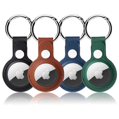 Picture of 4 Pack AirTag Holder, Airtag Keychain for Apple Air tag, Air Tag Holder Protective Tracker Cover for Backpacks, Keys, Bags, Pets, and Luggage (Multi-Color)