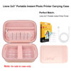 Picture of Elonbo Carrying Case for Liene 2x3” Photo Printer, Portable Instant Printer Travel Holder, Mini Picture Printer Bag. Mesh Pocket Fits Photo Paper, Cable. Pink+Inside Pink