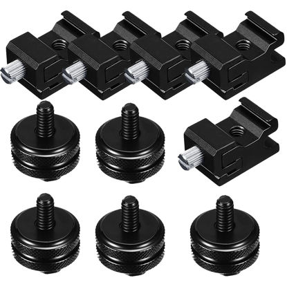 Picture of 10pcs 1/4 Inch Cold Shoe Mount Adapter and Hot Shoe Flash Stand Adapter Kit for DSLR Camera Rig, Camera Flash Shoe Mounts for Light Tripod