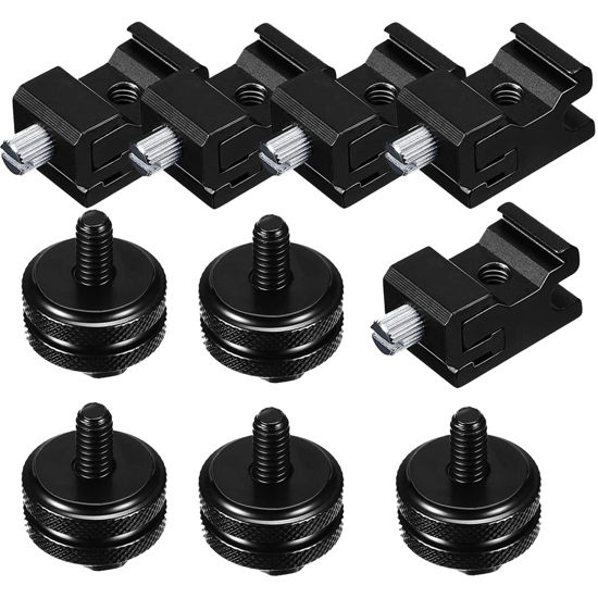 Picture of 10pcs 1/4 Inch Cold Shoe Mount Adapter and Hot Shoe Flash Stand Adapter Kit for DSLR Camera Rig, Camera Flash Shoe Mounts for Light Tripod
