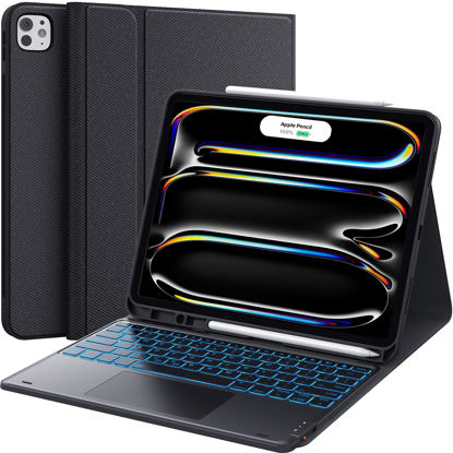 Picture of CHESONA for iPad Pro 13 Inch Case 2024 with Keyboard (M4) 2024, Magnetic Detachable Keyboard with Backlit, 2 Bluetooth Channels, Touchpad & Pencil Holder, Precise Cutouts Case for iPad Pro 13'', Black