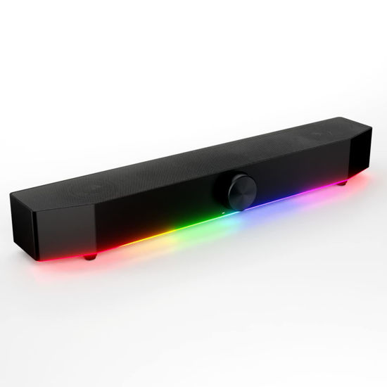 Picture of Tilted Nation Gaming Soundbar - Monitor Sound Bar for PC - RGB Computer Speakers for Desktop PC (Wireless or USB Wired) Crisp Audio and Adjustable LED
