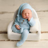 Picture of Fashion Newborn Boys Girls Baby Photo Shoot Props Outfits Crochet Clothes Long Tail Hat Pants Photography Props (Blue)