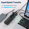 Picture of Powered USB Hub, 11-Port USB 3.0 Hub Splitter - 10 USB 3.0 Data Transfer Ports + 1 Smart Charging Port, USB Hub 3.0 Powered with Individual LED On/Off Switches and 5V/4A Power Adapter