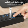 Picture of Powered USB Hub, 11-Port USB 3.0 Hub Splitter - 10 USB 3.0 Data Transfer Ports + 1 Smart Charging Port, USB Hub 3.0 Powered with Individual LED On/Off Switches and 5V/4A Power Adapter