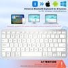 Picture of Qulose Bluetooth Keyboard, Ultra-Slim Wireless Keyboard for iPad, Rechargeable Ergonomic Computer Keyboard for iOS, Android, Windows PC Tablets Phone, White Silver