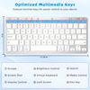 Picture of Qulose Bluetooth Keyboard, Ultra-Slim Wireless Keyboard for iPad, Rechargeable Ergonomic Computer Keyboard for iOS, Android, Windows PC Tablets Phone, White Silver