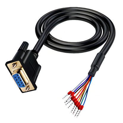 Picture of Willwewon 10Ft 3m 26AWG DB9 Female RS232 9 Pin Serial Extension Cable, RS232 D-SUB DB9 Serial to 9 Bare Wire Breakout Board Connector