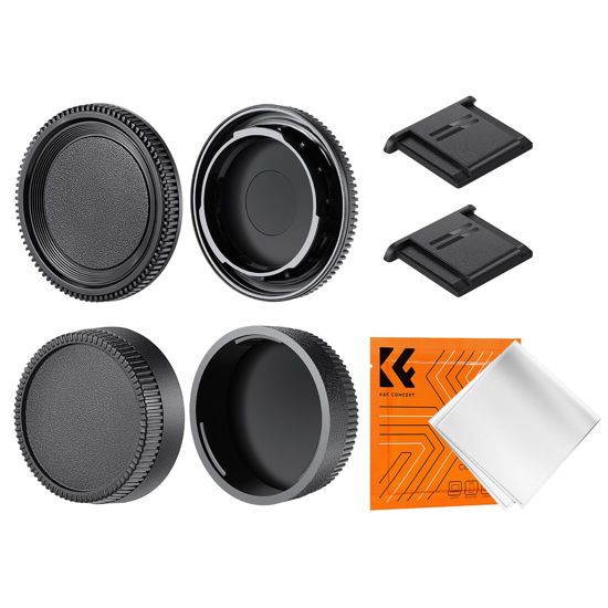 Picture of K&F Concept F Mount Rear Lens Cap & Body Cap Cover & Hot Shoe Cover Kit for for Nikon F Mount Camera Lens D5 D6 D500 D610 D750 D780 D810 D850 D3400 D3500 D5000 D5200 D5300 D5500 D5600 D7000 D7100 etc.