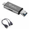 Picture of SD Card Reader, Storage Expansion OR File Transfer KIT for FIRESTICKS, Media Devices, Gaming Systems, 3-in-1 USB 2.0 / USB C/Micro USB Card Reader - SD Card, Micro SD, Includes OTG Cable