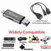 Picture of SD Card Reader, Storage Expansion OR File Transfer KIT for FIRESTICKS, Media Devices, Gaming Systems, 3-in-1 USB 2.0 / USB C/Micro USB Card Reader - SD Card, Micro SD, Includes OTG Cable