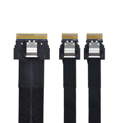 Picture of CY Slimline Cable PCI-E Ultraport SAS Slim 4.0 SFF-8654 8i 74pin to Dual SFF-8654 4i 38Pin Cable 40cm PCI-Express