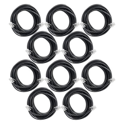 Picture of Power Gear Telephone Line Cord, 10 Pack, 15 Feet, Phone Cord, Modular Jack Ends, Works for Phone, Modem or Fax Machine, for Use in Home or Office, Black, 52236