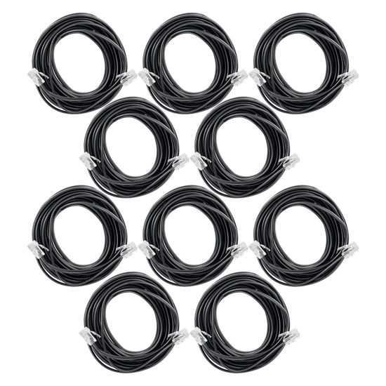 Picture of Power Gear Telephone Line Cord, 10 Pack, 15 Feet, Phone Cord, Modular Jack Ends, Works for Phone, Modem or Fax Machine, for Use in Home or Office, Black, 52236