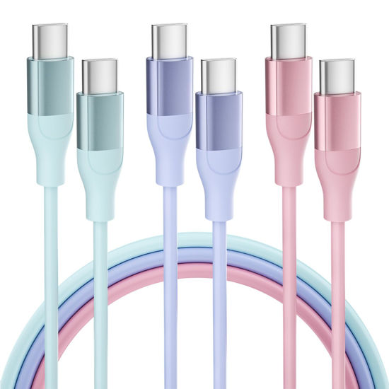 Picture of USB C to USB C Cable, 3 Pack 6 FT USB C Charger Cable 60W Type C to USB C Cable Fast Charging Cord for iPhone 15 Pro Plus iPad MacBook Samsung Switch LG and More
